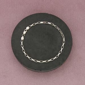 sterling silver mens elongated box chain bracelet size 8in